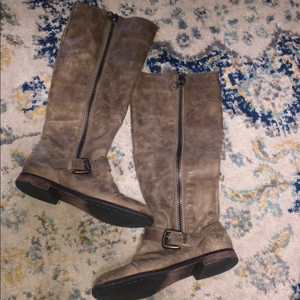 Steve Madden Brown Tall Combat Moto Boots